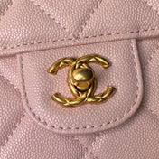 CHANEL 25S FLAP BAG 18 CM IN LIGHT PINK GRAINED LAMBSKIN WITH TOP HANDLE