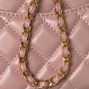 CHANEL 25S CLASSIC COCO HANDLE BAG 23 CM IN LIGHT PINK LAMBSKIN WITH GOLD HARDWARE