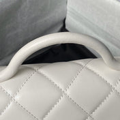 CHANEL 25S FLAP BAG 18 CM IN WHITE LAMBSKIN WITH TOP HANDLE