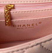 CHANEL 25S FLAP BAG 18 CM IN LIGHT PINK LAMBSKIN WITH TOP HANDLE
