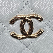 CHANEL 25S COCO CRUSH HANDLE BAG 19 IN LIGHT BLUE CAVIAR LEATHER