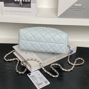 CHANEL 25S COCO CRUSH HANDLE BAG 19 IN LIGHT BLUE CAVIAR LEATHER