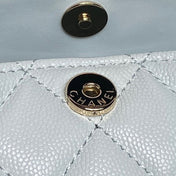 CHANEL 25S COCO CRUSH HANDLE BAG 19 IN LIGHT BLUE CAVIAR LEATHER