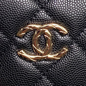 CHANEL 25S COCO CRUSH HANDLE BAG 19 IN BLACK CAVIAR LEATHER