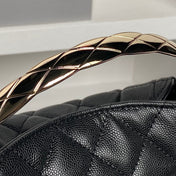 CHANEL 25S COCO CRUSH HANDLE BAG 19 IN BLACK CAVIAR LEATHER