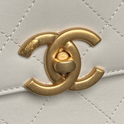 CHANEL 25S FLAP BAG 28 IN WHITE CALFSKIN WITH GOLD HARDWARE
