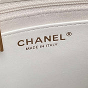 CHANEL 25S FLAP BAG 28 IN WHITE CALFSKIN WITH GOLD HARDWARE