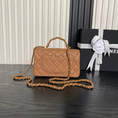 CHANEL 25S FLAP BAG 19 IN CARAMEL CALFSKIN GOLD HARDWARE