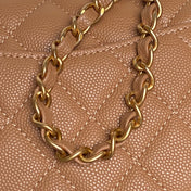 CHANEL 25S FLAP BAG 19 IN CARAMEL CALFSKIN GOLD HARDWARE