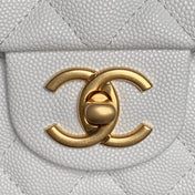 CHANEL 25S FLAP BAG 19 IN WHITE CALFSKIN GOLD HARDWARE