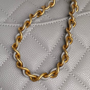 CHANEL 25S FLAP BAG 19 IN CHARCOAL GRAY CALFSKIN GOLD HARDWARE