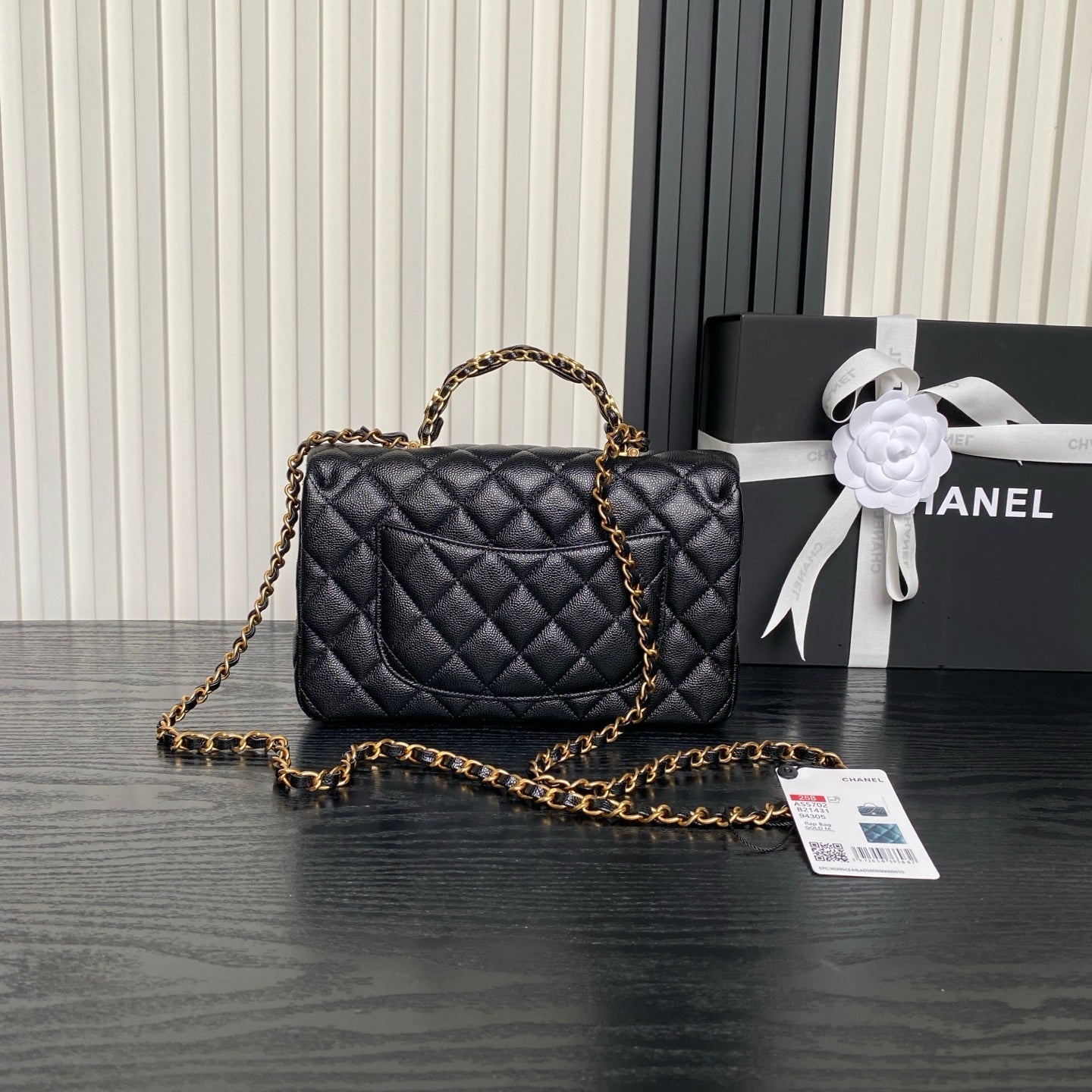 CHANEL 25S FLAP BAG 22 CM IN BLACK CAVIAR WITH GOLD HARDWARE