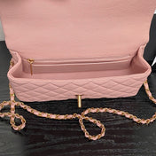 CHANEL 25S FLAP BAG 22 IN PINK CALFSKIN GOLD HARDWARE
