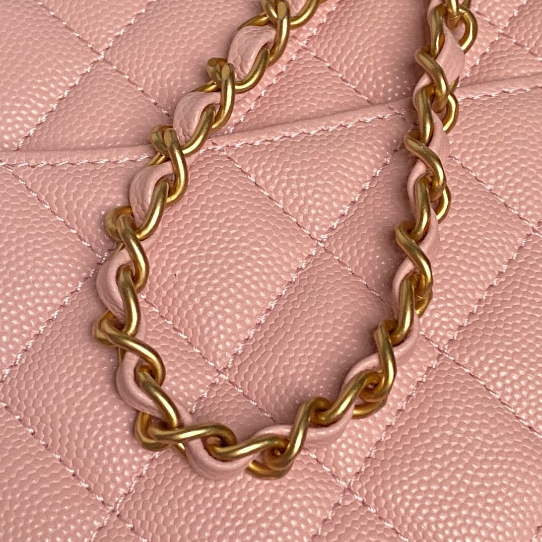 CHANEL 25S FLAP BAG 22 IN PINK CALFSKIN GOLD HARDWARE