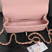 CHANEL 25S FLAP BAG 19 IN PINK CALFSKIN GOLD HARDWARE