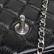 CHANEL 25S FLAP BAG 23 IN BLACK CALFSKIN SILVER HARDWARE