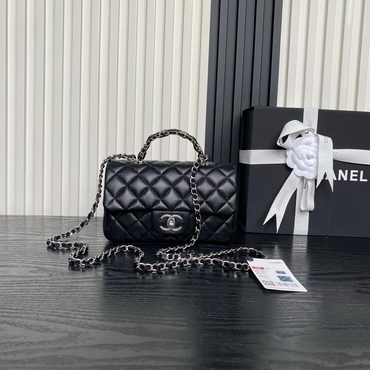 CHANEL 25S FLAP BAG 19 IN BLACK CALFSKIN SILVER HARDWARE