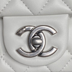 CHANEL 25S MINI FLAP BAG 18 IN WHITE CALFSKIN