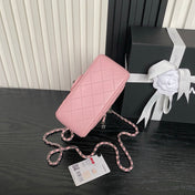 CHANEL 25S MINI FLAP BAG 18 IN PINK CALFSKIN