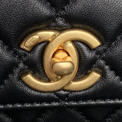 CHANEL 25S CHAIN WALLET 19 IN BLACK LAMBSKIN GOLD HARDWARE