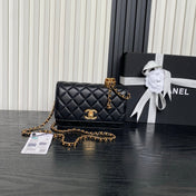 CHANEL 25S CHAIN WALLET 19 IN BLACK LAMBSKIN GOLD HARDWARE