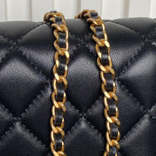 CHANEL 25S CHAIN WALLET 19 IN BLACK LAMBSKIN GOLD HARDWARE