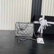 CHANEL 25S MINI FLAP BAG 18 IN DARK GRAY CALFSKIN