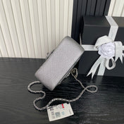 CHANEL 25S MINI FLAP BAG 18 IN DARK GRAY CALFSKIN