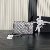 CHANEL 25S FLAP BAG 23 IN DARK GRAY CALFSKIN SILVER HARDWARE