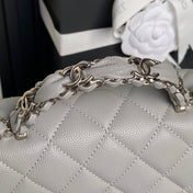 CHANEL 25S FLAP BAG 19 IN CHARCOAL GRAY CALFSKIN SILVER HARDWARE