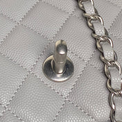 CHANEL 25S FLAP BAG 19 IN CHARCOAL GRAY CALFSKIN SILVER HARDWARE