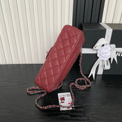 CHANEL 25S FLAP BAG 22 IN BURGUNDY CALFSKIN SILVER HARDWARE