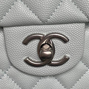 CHANEL 25S FLAP BAG 22 IN SLATE BLUE CALFSKIN SILVER HARDWARE
