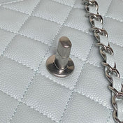 CHANEL 25S FLAP BAG 22 IN SLATE BLUE CALFSKIN SILVER HARDWARE