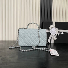 CHANEL 25S FLAP BAG 22 IN SLATE BLUE CALFSKIN SILVER HARDWARE