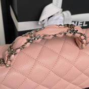 CHANEL 25S FLAP BAG 22 IN PINK CALFSKIN SILVER HARDWARE