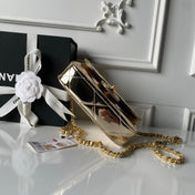 CHANEL 25S FLAP BAG 18 IN METALLIC GOLD CALFSKIN