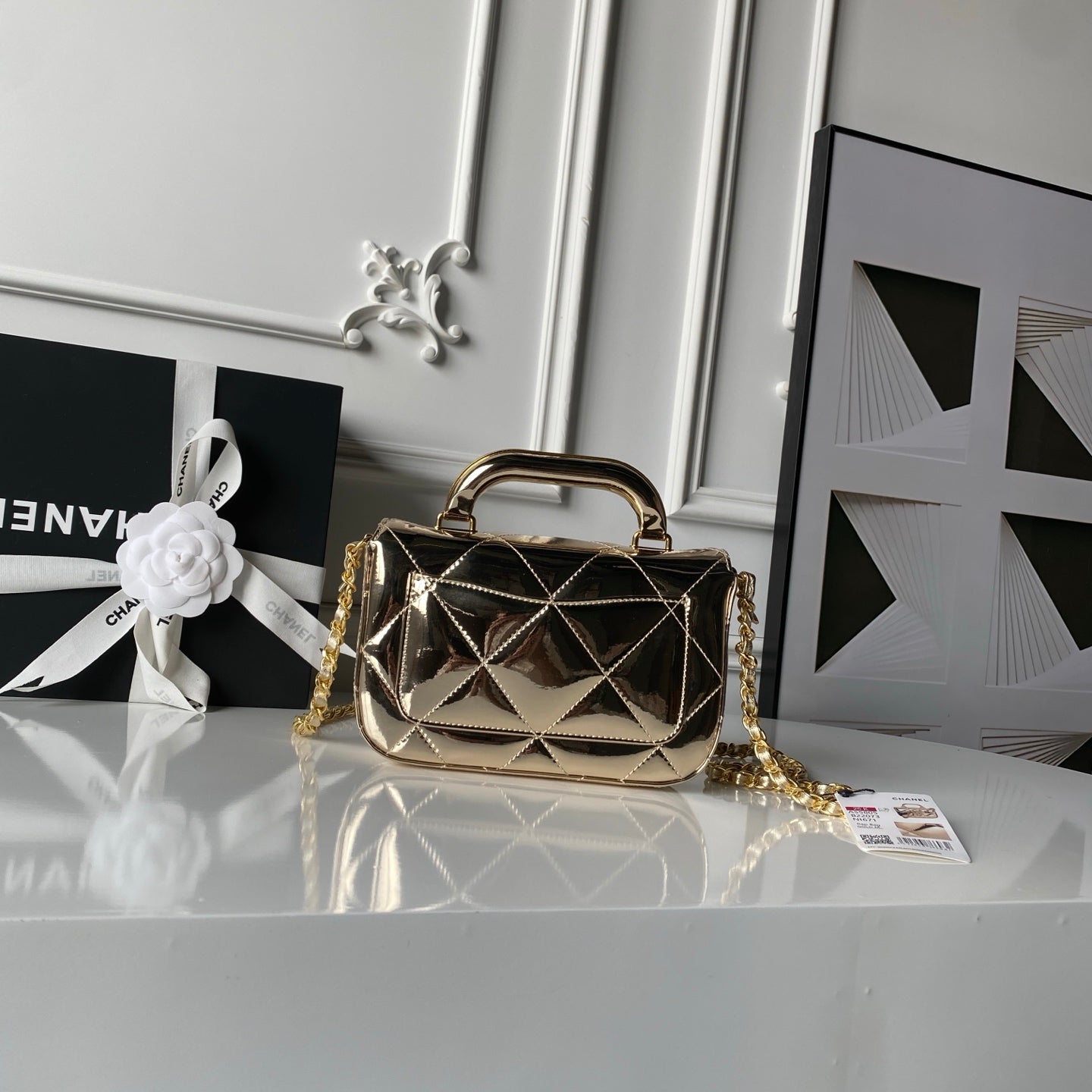 CHANEL 25S FLAP BAG 18 IN METALLIC GOLD CALFSKIN