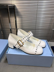 MARY JANE PUMPS IN WHITE GLOSSY CALFSKIN