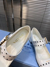 MARY JANE PUMPS IN WHITE GLOSSY CALFSKIN