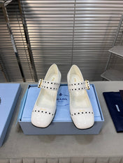 MARY JANE PUMPS IN WHITE GLOSSY CALFSKIN