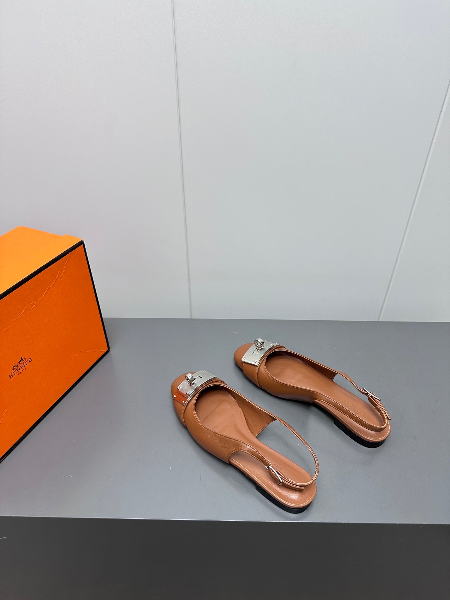 INNOCENTE SLINGBACK IN BRONZE BROWN CALFSKIN