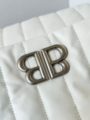 MONACO BAG 32 IN WHITE QUILTED THIN CALFSKIN SILVER HARDWARE