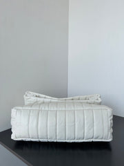 MONACO BAG 32 IN WHITE QUILTED THIN CALFSKIN SILVER HARDWARE