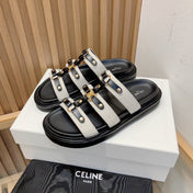 TIPPI SLIDE IN CANVAS & CALFSKIN NATURAL WHITE / BLACK