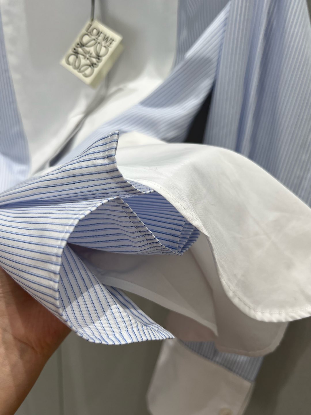 Loewe 25 Striped Long Loose Shirt Blue White Cotton