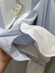 Loewe 25 Striped Long Loose Shirt Blue White Cotton