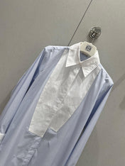 Loewe 25 Striped Long Loose Shirt Blue White Cotton