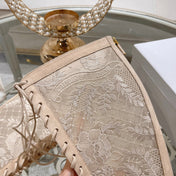 NAUGHTILY-D BOOT NUDE BEIGE TRANSPARENT MESH AND SUEDE EMBROIDERED WITH ROSES MOTIF 35 MM