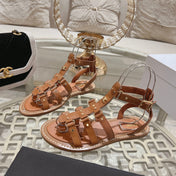 CLEA TRIOMPHE GLADIATOR SANDAL IN BRONZE BROWN CALFSKIN - VEGETAL TANNING